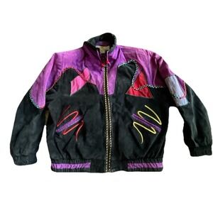 Vintage Mesa Ridge Abstract Artist Leather‎ Suede Jacket XL